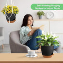 Hanging Planters for Indoor Outdoor Plants, 2 Pack Self Watering Hanging Pot with Drainage Holes, Removable Tray & 2 Kinds of Plant Hangers, 8'' Hanging Flower Pots for Home Garden Decor, Black by GreenHaven Gardens