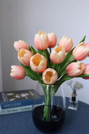 Buart Coral Pink Flowers Artificial Luxury Big Tulip Valentine's Day Mother's Day Easter Home Kitchen Wedding Decorations(11pcs) by CozyNest Decor