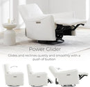 CHITA Power Recliner Chair Swivel Glider, FSC Certified Upholstered Faux Leather Living Room Nursery Reclining Sofa Chair with Lumbar Support, White by CozyNest Decor