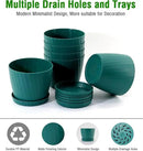 6 Inch Plant Pots Bulk, 6 Pack Plastic Planters with Drainage Holes and Saucers for Indoor Outdoor House Plants and Flowers, Green by GreenHaven Gardens