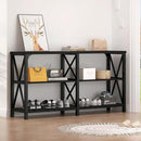 LVB Black Console Table, Modern Entryway Table with 3 Tier Storage Shelves, Industrial Sofa Table Behind Couch for Living Room, Farmhouse Wood Metal Entry Table for Hallway Foyer, Black Oak, 55 Inch by CozyNest Decor