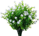 Artificial Plants Flowers Grass Shrubs 8 Pack No Fade Faux Plastic Flowers Outdoor for Vases Farmhouse Garden Porch Patio Office Indoor Wedding Decoration Greenery Fake Plants (2