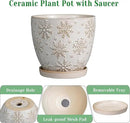 6.9 Inch Plant Pot with Drainage Hole and Saucer Ceramic Planter for Indoor Plant Flower Pot for Orchid Succulents Plants White by GreenHaven Gardens
