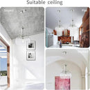 WUZUPS Chandelier Rustic Farmhouse Industrial Round Ceiling Pendant LED Light Fixture with Clear Glass Shades for Dining Room Kitchen Island Foyer Entryway, H 17" x W 13.4", E26 Base, Brushed Nickel by CozyNest Decor