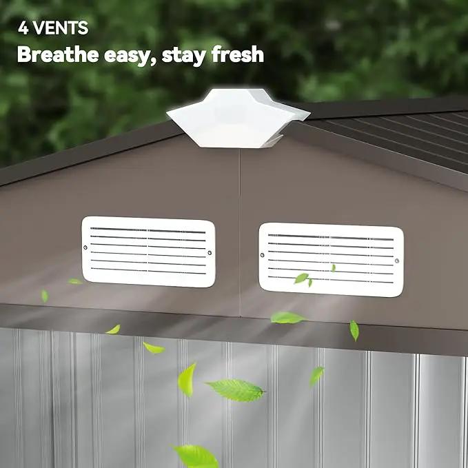 Outsunny 7' x 4' Outdoor Storage Shed, Garden Tool Metal Shed with Foundation Kit, Double Lockable Door, Air Vents and Sloping Roof, for Backyard, Patio, Lawn, Brown, photo 8 of 9