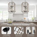 30" Black Farmhouse Chandelier, 10-Light Foyer Lighting Fixtures, Lantern Tiered Pendant Light Fixtures, Metal Wood Grain Finish Rustic High Ceiling Chandelier for Dining Room Entryway Staircase by CozyNest Decor