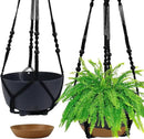 2 Pack Hanging Planters Set,10 Inch Indoor Outdoor Hanging Plant Pot Basket,Hanging Flower Pot with Drainage Hole with 3 Hooks for Garden Home… (Black Hanger Black Planters) by GreenHaven Gardens