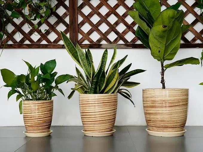 12 Inch Planter Pot Ceramic Plant Pots for Plants with Drainage Hole and Saucer Large Flower Pot for Home Patio Garden Office Yellow, photo 7 of 7