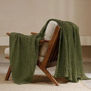 PHF 100% Cotton Waffle Weave Throw Blanket, Soft Lightweight Breathable Cozy Summer Throws for Couch Bed Sofa, Luxury Aesthetic Woven Blanket for Home Decor & Office, 50"x60", Capulet Olive by CozyNest Decor