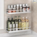 2PCS Kitchen Spice Rack, SUS304 Stainless steel Wall Mount Storage Rack, Seasoning Container, 15.7Inch Spice Organizer, Kitchen Seasoning Hanging Rack, Bathroom Shelf for Storing Toiletries by CozyNest Decor