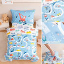 PERFEMET 4-Piece Toddler Bedding Set Boys Cars Toddler Comforter with Sheets Reversible Lightweight Blue Vehicles Toddler Bed Set for Crib(Blue, Cars) by TinyTreasures Baby Boutique
