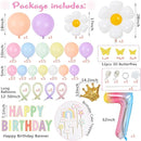 Pastel 7th Birthday Decorations for Girls 219Pcs Daisy Balloon Garland Kit, 18 10 5 Inch Pastel Rainbow Balloons Arch, Number 7 Balloons for 7 Year Old Birthday Party Decorations by TinyTreasures Baby Boutique