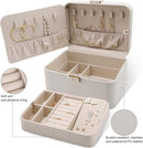 KAMIER Jewelry Box, 2 Layers PU Leather Jewelry Organizer Box, Large Capacity, Double Lock and Large Mirror, Hidden Necklace Hooks, Removable Dividers, Grey by TinyTreasures Baby Boutique