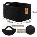 COMFY-HOMI 3PACK Cotton Rope Woven Basket With Handles for Shelves, Toy, Book, Cloth Storage Basket for Organizing|13.5" x 11" x 9.5" Decorative Nursery Cube Bin for Living Room（all Black） by TinyTreasures Baby Boutique