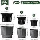 T4U 6 Inch Self Watering Pots for Indoor Plants, 6 Pack Planters for Indoor Plants, Durable Plastic Charcoal Gray Pots for Indoor Plants, African Violets, Flower by GreenHaven Gardens