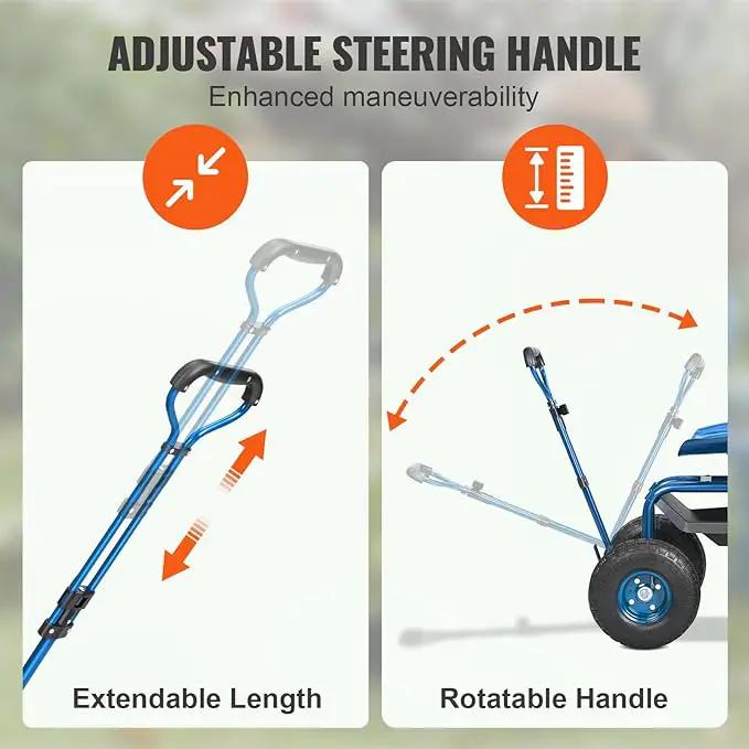 VEVOR Rolling Garden Work Seat with Wheels, Gardening Stool for Planting, 360 Degree Swivel Seat, Garden Scooter with Steering Handle & Tool Tray, Garden Chair for Outdoor, Patio and Yard, Blue, photo 4 of 8