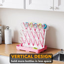SpaceAid Baby Bottle Drying Rack with 20 Hooks, Space Saving Kitchen Bottles Rack Dryer, Vertical Baby Bottle Holder Organizer for Countertop Storage Accessories (White and Pink) by TinyTreasures Baby Boutique