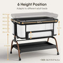 Baby Bassinet Bedside Crib, 3-in-1 Baby Bassinet Bedside Sleeper with Mattress and Soft, Breathable Sheet, Full-Mesh Sides, 6-Height Adjustable, Stable and Secure Crib for Newborns by CozyNest Decor
