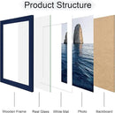 10x14 Picture Frame Set of 4, 10 x 14 Wood Photo Frames with Mat for 8x12 or 30x40cm Diamond Painting Art, Wooden Frame with Real Glass Cover for Wall and Tabletop Display,Blue by CozyNest Decor