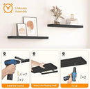 HOOBRO Floating Shelves for Wall, Wall Mounted Shelf Set of 2, 31.5" Hanging Shelf with Invisible Brackets, for Wall in Bathroom, Bedroom, Toilet, Kitchen, Living Room, Office, Black BK80BJP201 by CozyNest Decor