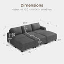 Nolany Corduroy Sectional Couch with Storage Ottoman, Sleeper Sectional Sofa with Chaise, Modular Sectional Couches for Living Room, Dark Grey by CozyNest Decor