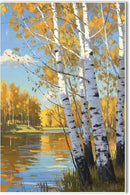Poplar trees beside the blue sky and white clouds are suitable for living rooms bedrooms and offices Landscape posters and wall paintings by CozyNest Decor