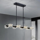 XINGQI Modern Chandeliers for Dining Room Over Table, 8-Light Rectangular Kitchen Island Light Fixture, Linear Farmhouse Metal Glass Black Vintage Hanging Lamp for Living Room Bar by CozyNest Decor
