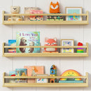 Upgraded Wooden Wall Bookshelf for Kids Books, Large Nursery Floating Shelves for Kids Bedroom, Natural Wood Wall Bookshelves for Teens Toddlers Living Room Decor (36 Inch Long 3-Pack) by TinyTreasures Baby Boutique
