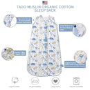 Baby Sleep Sack 1-2 T Baby Wearable Blanket 100% Organic Cotton 0.5 TOG Muslin Toddler Sleeping Sacks 2- Way Zipper Warm 12-24 Months by TinyTreasures Baby Boutique