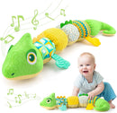 Baby Toys 0-6-12 Months, Musical Stuffed Animal Activity Soft Toys with Multi-Sensory Crinkle,Rattles and Textures,Infant Tummy Time Toys for Newborn Boys Girls,Dinosaur,Green by TinyTreasures Baby Boutique