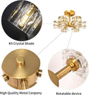 Semi Flush Mount Ceiling Light Fixture Modern 6 Lights Gold Crystal Chandelier,Brushed Nickel Sputnik Chandeliers for Hallway Entryway Bedroom Dining Room Farmhouse Kitchen Office by CozyNest Decor
