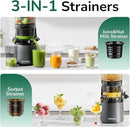 Canoly C16 Cold Press Juicer, 6" Extra Wide Feed Chute, 3-IN-1 Strainers (Juice & Sorbet & Nut Milk), Powerful AC Brushless Motor, Self Precut System, Juicer Machines with BPA-Free (Space Gray) by CozyNest Decor