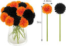Kimura's Cabin 20Pcs Faux Mums Flowers Fake Chrysanthemum Artificial Silk Ball Flowers for Halloween Garden Home Kitchen Table DIY Decoration Center Fall Bouquets (Orange Black) by CozyNest Decor