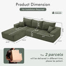 Boneless Sectional Cloud Couch Sofa for Living Room, 112" L-Shaped Modular Modern Lounge Sleeper Green Couches with Chaise, No Assemble, Cordury Compression Upholstered Sofas by CozyNest Decor
