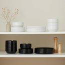 Ceramic Dinnerware Set, 12-Piece Service for 4, Soup Bowls (31.5 oz), Salad Plates (7.5"), Dinner Plates (10.5"), Round, Microwave and Dishwasher Safe, Black, Cambridge Classics by CozyNest Decor