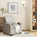 Floor Lamps for Living Room Silver, 70" Tall Standing Lamp with Glass Shade, Bedroom Floor Lamp with 350°Adjustable Swing Arm Lamp, Pole lamp for Bedroom, Living Room, Office, Bulbs Included by CozyNest Decor