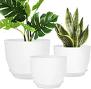 Plant Pots 12/10/9 inch Set of 3, Flower Pots with Multi Mesh Drainage Holes, Large Planters for Indoor Outdoor Garden Plants and Flowers. (White) by GreenHaven Gardens