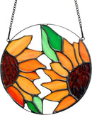 BOXCASA Sunflower Decor Stained Glass Window Hanging,Handmade Art Craft Sun Flower Glass Suncatchers for Window,Tiffany Style Ornament Home Decoration Housewarming Gifts for Mother by GreenHaven Gardens