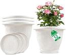 Plastic Flower Pots Planters for Indoor Plants, 4 Pack 12 Inch White Plant Pots with Drainage Hole & Tray, Modern Decorative Large Plant Pot with Saucer for Indoor Outdoor Plants Garden House Planter by GreenHaven Gardens
