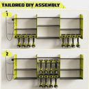 Power Tool Organizer with Charging Station Wall Mount, 3 Layer Expanded Heavy Duty Garage Organization, 45.5 Inch Length Garage Tool Storage, 8 Drills, 2 Assemble Method, Green by GreenHaven Gardens