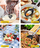 Pack of 2 Large Silicone Cooking Spoons,Non Stick Solid Basting Spoon,Heat-Resistant Kitchen Utensils for Mixing,Serving,Draining,Stirring (BLACK) by CozyNest Decor