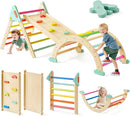 Tiny Land Pikler Triangle Set,7-in-1 Foldable Montessori Toddler Climbing Toys Indoor, Wooden Playground Jungle Gym for Kids, Climber Gift for Boys & Girls Toddler Climbing Toys (Rainbow) by TinyTreasures Baby Boutique