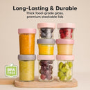 KeaBabies 4pk 8oz Glass Baby Food Containers with Lids - Leak-Proof, Microwavable Small Glass Jars, Baby Purees & Toddler Snack Storage Containers, BPA-Free, Dishwasher & Freezer Safe (Roseate) by TinyTreasures Baby Boutique