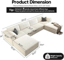 157.5" Cloud Couch Oversized Modular Sectional Sofa for Living Room,Modern Sofa with Deep Seat，U-Shape Boneless Couch with 2 Ottoman,Comfy Upholstered Couches for Apartment, Studio, Office,White by CozyNest Decor