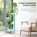 TOSKING 5 Tier Tall Plant Stand Indoor Outdoor, Heavy Duty Corner Shelf for Plants & Decor, Space Saving 3.9FT Metal Flower Pot Stand for Balcony, Garden, Living Room, Patio (Blue, 47in) by GreenHaven Gardens