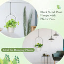 Hushee 6 Packs Metal Hanging Planters for Outdoor Indoor Plants Plant Hanger with 6.3'' Plastic Pots Hanging Planter Basket for Garden Home Porch Decor (White) by GreenHaven Gardens