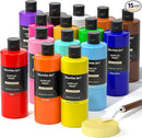 Shuttle Art Acrylic Paint, 15 Colors Acrylic Paint Large Bottle Set, 473ml/16oz Each, Rich Pigments, High Viscosity, Bulk for Artists, Beginners and Kids on Rocks Crafts Canvas Wood by TinyTreasures Baby Boutique