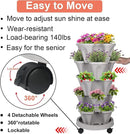 Vertical Planter 5 Tier Stackable Planters Garden Planters Strawberry Herb Flower and Vegetable Planter Indoor Outdoor Gardening Pots with Removable Wheels and Tools 2-Pack by CozyNest Decor