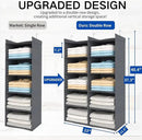 5 Tier Shelf Hanging Closet Organizer, Dual-Row 10 Pocket Cloth Hanging Shelf with 3 Sturdy Hooks for Storage, Foldable (Grey) by CozyNest Decor