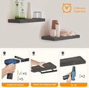 HOOBRO Floating Shelves for Wall, Wall Mounted Shelf Set of 2, 15.7" Hanging Shelf with Invisible Brackets, for Wall in Bathroom, Bedroom, Toilet, Kitchen, Living Room, Office, Charcoal Gray BC40BJ01 by CozyNest Decor